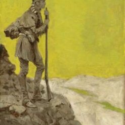 Hand-painted oil reproduction of Frederic Remington's Western painting The Pioneer on vertical canvas