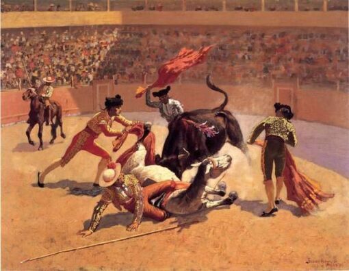 Frederic Remington / Bull Fight In Mexico (1889) Western Art – Hand-Painted Oil Reproduction by Dafen Village Studio