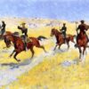 Hand-painted oil reproduction of Frederic Remington's Western painting The Advance on canvas
