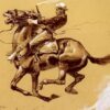 Frederic Remington / Ugly, Oh The Wild Charge He Made! (1899) Western Art – Hand-Painted Oil Reproduction by Dafen Village Studio 1 Hand-painted oil reproduction of Frederic Remington Ugly Oh The Wild Charge He Made depicting an angry bison charging horsemen
