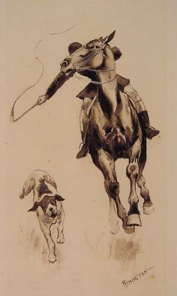 Frederic Remington / Whipping In A Straggler (1896) Western Art – Hand-Painted Oil Reproduction by Dafen Village Studio