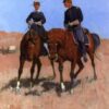 Frederic Remington / Belle McKeever and Lt. Edgar Wheelock (1899) Western Art – Hand-Painted Oil Reproduction by Dafen Village Studio 1 Hand-painted oil reproduction of Frederic Remington Belle McKeever and Lt. Edgar Wheelock depicting a frontier woman and U.S. Cavalry officer
