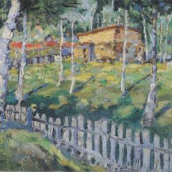 Kazimir Malevich Birkenhain Birch Grove 1905 hand painted impressionist landscape oil painting reproduction by Dafen Village Studio