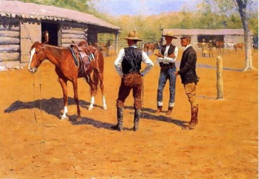 Frederic Remington / Buying Polo Ponies In The West (1895) Western Art – Hand-Painted Oil Reproduction by Dafen Village Studio