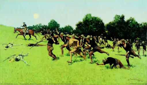 « La charge des Rough Riders à San Juan Hill » de Frédéric Remington – Reproduction d'une peinture à l'huile peinte à la main par le studio Dafen Village