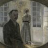 Vilhelm Hammershøi Double portrait of the artist and his wife seen through a mirror (1911) Fine Art – Hand-Painted Oil Reproduction by Dafen Village Studio 1 Hand-painted oil reproduction of Vilhelm Hammershoi Double portrait of the artist and his wife seen through a mirror 1911