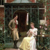 Hand-painted oil painting reproduction of On the Threshold by Edmund Blair Leighton