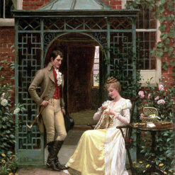 Hand-painted oil painting reproduction of On the Threshold by Edmund Blair Leighton
