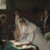 The Wedding Register by Edmund Blair Leighton - Hand-Painted Oil Painting Reproduction 2 Hand-painted oil painting reproduction of The Wedding Register by Edmund Blair Leighton