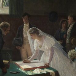Hand-painted oil painting reproduction of The Wedding Register by Edmund Blair Leighton