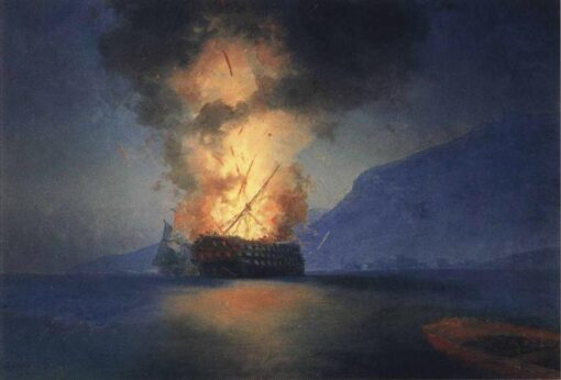 Hand-Painted “Exploding Ship” Oil Painting Reproduction – Ivan Aivazovsky Final Masterpiece | Dafen Studio Fine Art