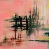 Modern Pink & Green Abstract Landscape Oil Painting – Hand-Painted Contemporary Wall Art on Canvas 1 Reproducción al óleo pintada a mano sobre lienzo de la obra de George Stubbs titulada 'Yeguas y potros en un paisaje boscoso», de 1760-1762.