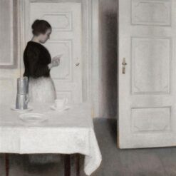 Hand-painted oil reproduction of Vilhelm Hammershoi interior painting Ida Reading a Letter