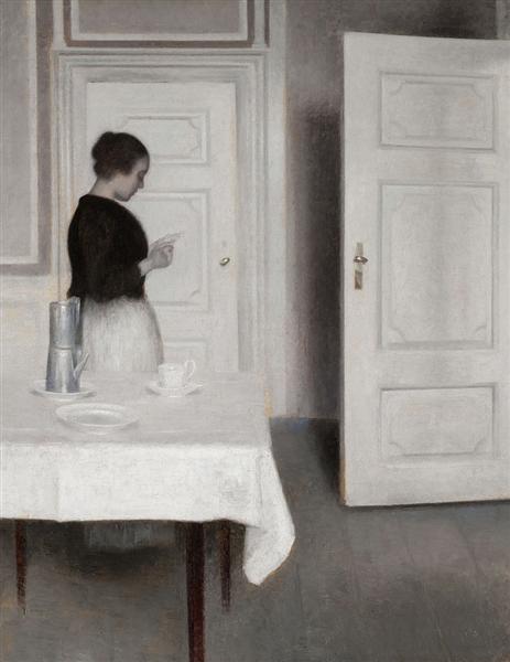 Vilhelm Hammershøi Ida Reading a Letter Fine Art – Hand-Painted Oil Reproduction by Dafen Village Studio