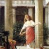 In the Peristyle (1874) by John William Waterhouse - Hand-Painted Oil Painting Reproduction 1 Reproduction peinte à la main à l'huile de l'œuvre « In the Peristyle » (1874) de John William Waterhouse