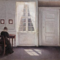 Hand-painted oil reproduction of Vilhelm Hammershoi painting Interior from Strandgade with Sunlight on the Floor 1901