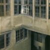 Hand-painted oil reproduction of Vilhelm Hammershoi architectural painting Interior of Courtyard Strandgade 30 1899