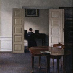 Hand-painted oil reproduction of Vilhelm Hammershoi interior painting Ida Playing the Piano 1910