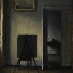 Hand-painted oil reproduction of Vilhelm Hammershoi painting Interior with the Artist's Easel 1910