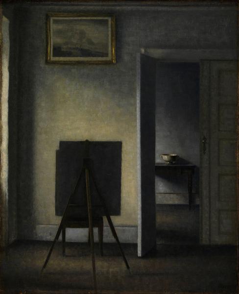 Vilhelm Hammershøi Interior with the Artist’s Easel (1910) Fine Art – Hand-Painted Oil Reproduction by Dafen Village Studio