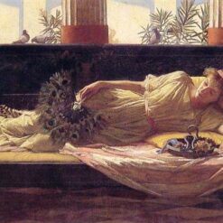 Reproduction peinte à la main à l'huile du tableau « Dolce Far Niente » (« Il est doux de ne rien faire »), 1880, de John William Waterhouse