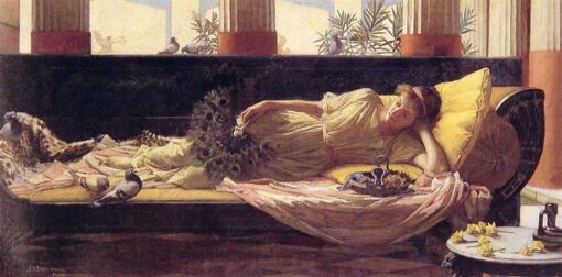 Dolce Far Niente (It’s Sweet Doing Nothing, 1880) by John William Waterhouse – Hand-Painted Oil Painting Reproduction