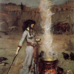 Reproduction peinte à la main à l'huile de l'œuvre « The Magic Circle » (1886) de John William Waterhouse