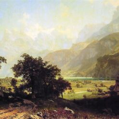 Hand-painted oil painting reproduction of Lake Lucerne Switzerland by Albert Bierstadt