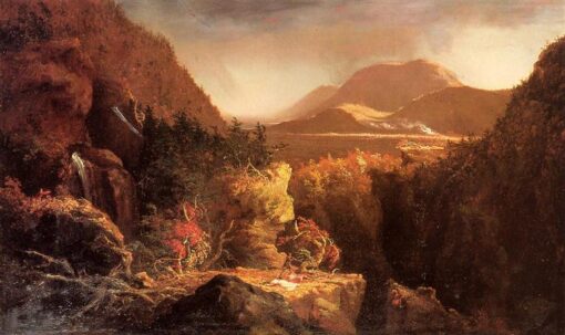 Landscape with Figures: A Scene from The Last of the Mohicans (1826) by Thomas Cole – Hand-Painted Oil Painting Reproduction
