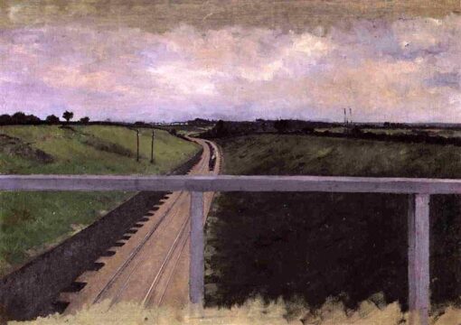 Gustave Caillebotte: Landscape with Railway Tracks (c.1872) Impressionist Masterpiece – Hand-Painted Oil Reproduction by Dafen Village Studio
