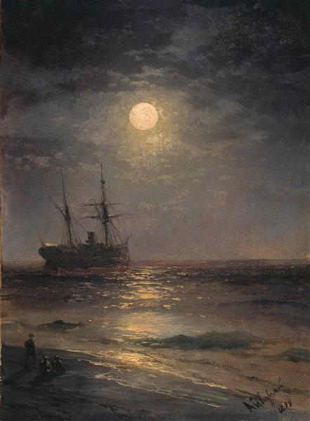 Hand-Painted “Lunar night” Oil Painting Reproduction – Ivan Aivazovsky Nocturne Seascape | Dafen Studio Fine Art