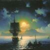 Hand painted oil painting reproduction of Lunar Night on Capri 1841 by Ivan Aivazovsky