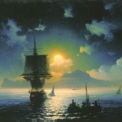 Hand painted oil painting reproduction of Lunar Night on Capri 1841 by Ivan Aivazovsky