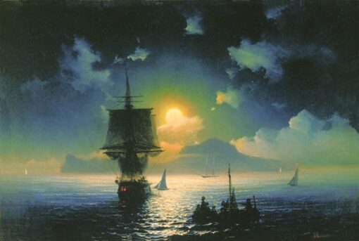 Hand-Painted “Lunar Night on Capri” (1841) Oil Painting Reproduction – Ivan Aivazovsky Nocturne Seascape | Dafen Studio Fine Art