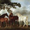 George Stubbs / Mares and Foals in a River Landscape (1763–1768) - Hand-Painted Oil Reproduction by Dafen Village Studio 2 Reproduction à l'huile peinte à la main, d'après l'œuvre de George Stubbs datant de 1763-1768 intitulée ' Juments et poulains dans un paysage fluvial », sur toile.