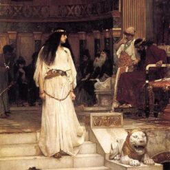Reproduction peinte à la main à l'huile de l'œuvre « Mariamne quittant le tribunal d'Hérode » (1887) de John William Waterhouse
