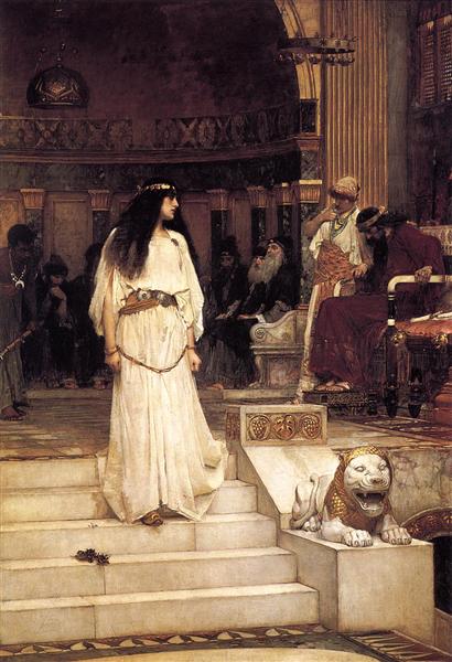 « Mariamne quittant le tribunal d'Hérode » (1887) de John William Waterhouse – Reproduction d'une peinture à l'huile réalisée à la main