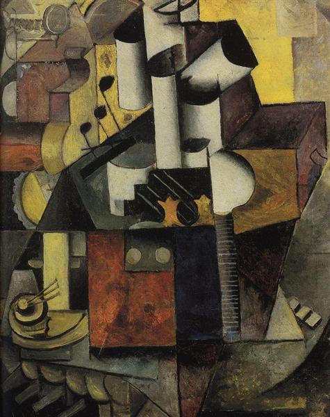 Kazimir Malevich Musical Instrument (1913) Cubism – Hand-Painted Oil Reproduction by Dafen Village Studio