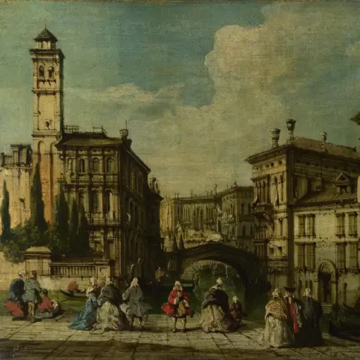 Venice: Entrance to the Cannaregio (Style of Francesco Guardi) – Hand-Painted Oil Painting Reproduction