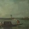 A Gondola on the Lagoon near Mestre by Francesco Guardi - Hand-Painted Oil Painting Reproduction 1 Hand-painted oil painting reproduction of A Gondola on the Lagoon near Mestre by Francesco Guardi