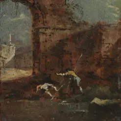 Hand-painted oil painting reproduction of Caprice View with Ruins by Francesco Guardi