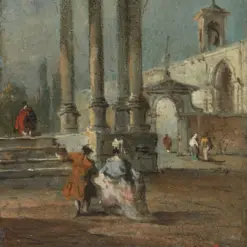 Hand-painted oil painting reproduction of Caprice View with Ruins by Francesco Guardi