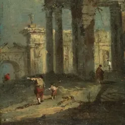 Hand-painted oil painting reproduction of Caprice View with Ruins by Francesco Guardi
