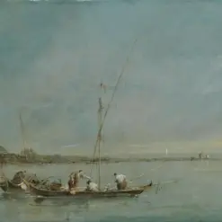 Hand-painted oil painting reproduction of View of the Venetian Lagoon with the Tower of Malghera by Francesco Guardi