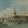 Handgemalte Ölgemälde-Reproduktion von „Die Punta della Dogana“ in Venedig von Francesco Guardi