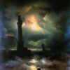 Hand-Painted "Neapolitan Lighthouse" (1842) Oil Painting Reproduction – Ivan Aivazovsky Seascape | Dafen Studio Fine Art 1 Hand painted oil painting reproduction of Neapolitan Lighthouse 1842 by Ivan Aivazovsky