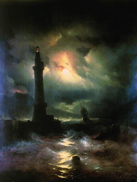 Hand-Painted “Neapolitan Lighthouse” (1842) Oil Painting Reproduction – Ivan Aivazovsky Seascape | Dafen Studio Fine Art