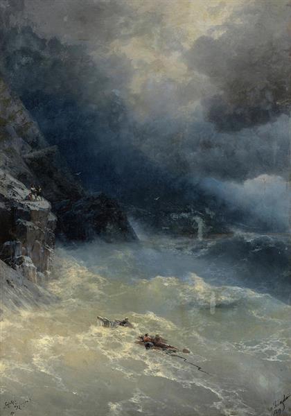Hand-Painted “On the storm” (1899) Oil Painting Reproduction – Ivan Aivazovsky Vertical Seascape | Dafen Studio Fine Art