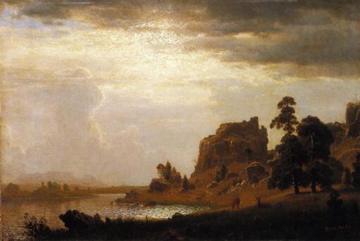 On the Sweetwater Near the Devil’s Gate, Nebraska by Albert Bierstadt – Hand-Painted Oil Painting Reproduction