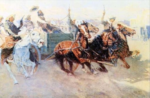 Frederic Remington Bringing Home the New Cook (1907) Hand-Painted Oil Painting Reproduction by Dafen Village Studio